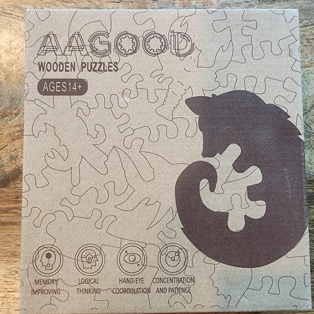 AAGOOD Intimate Owls Wooden Jigsaw Puzzle M Brown Animal Shaped Pieces 14+